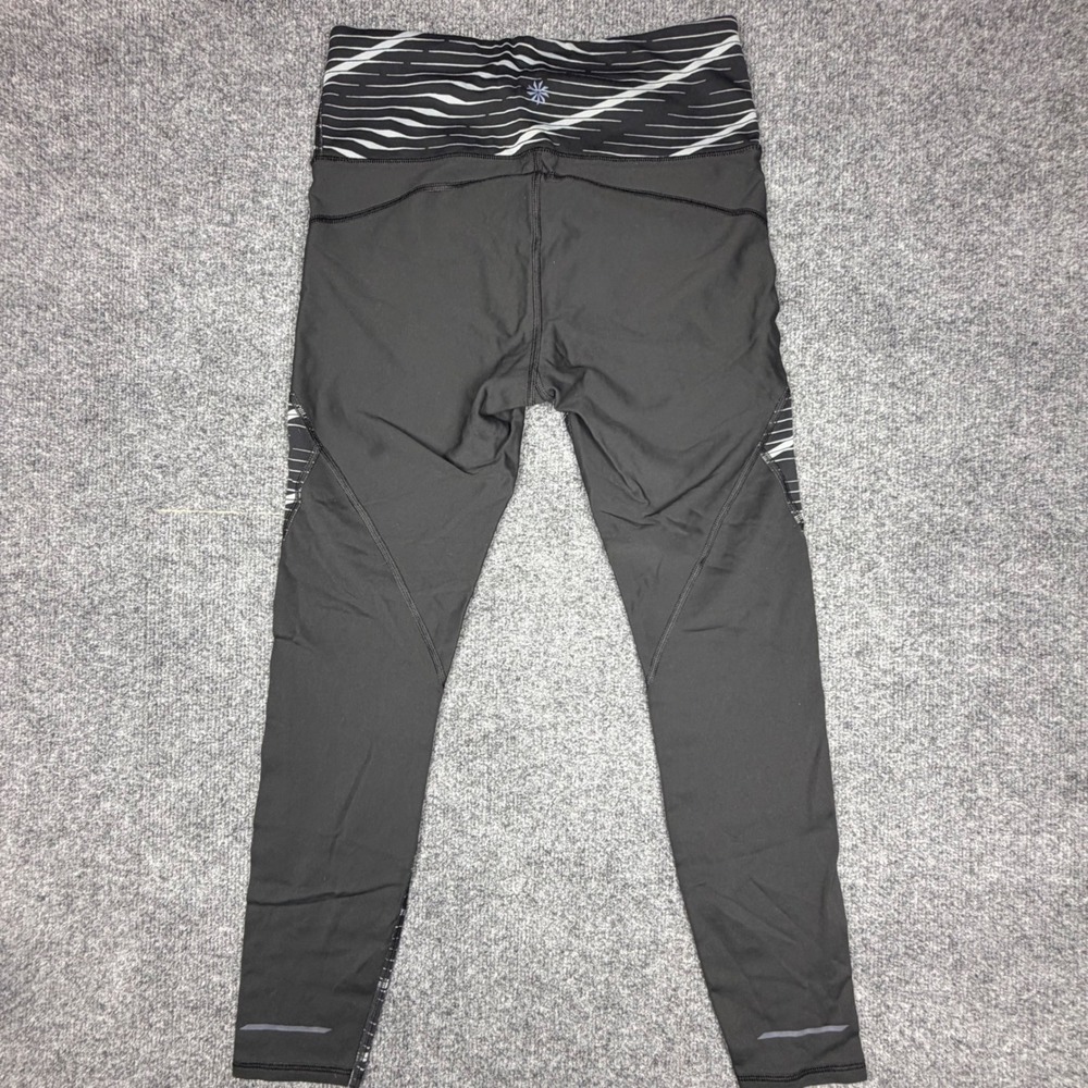 Athleta Womens Black White Abstract Print Mesh Pocket Athletic Leggings Size S - Picture 2 of 7